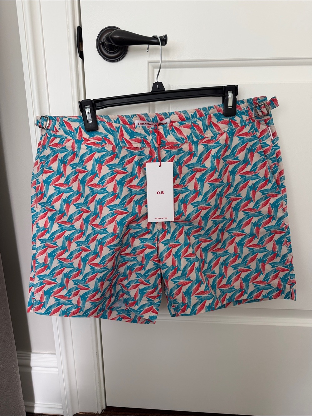 Orlebar Brown Blue & Red Tropical Swim Shorts